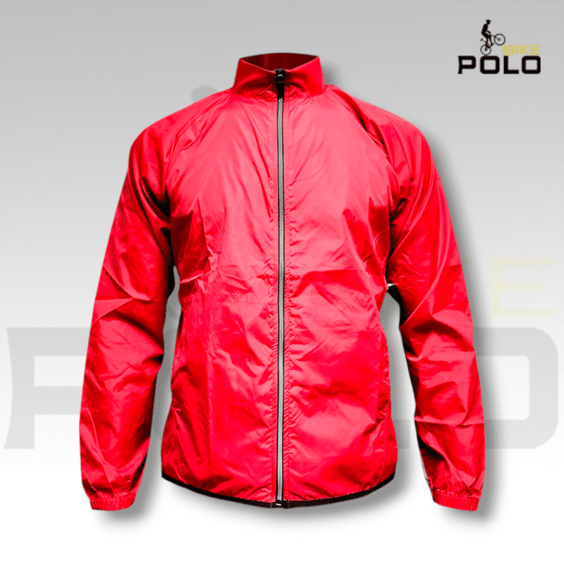 Chaqueta rompevientos semi impermeable rojo hombre