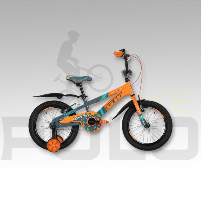 BICICLETA INFANTIL NIÑO 16P LIGHTNING GW NARANJA BR GRIS - Imagen 1