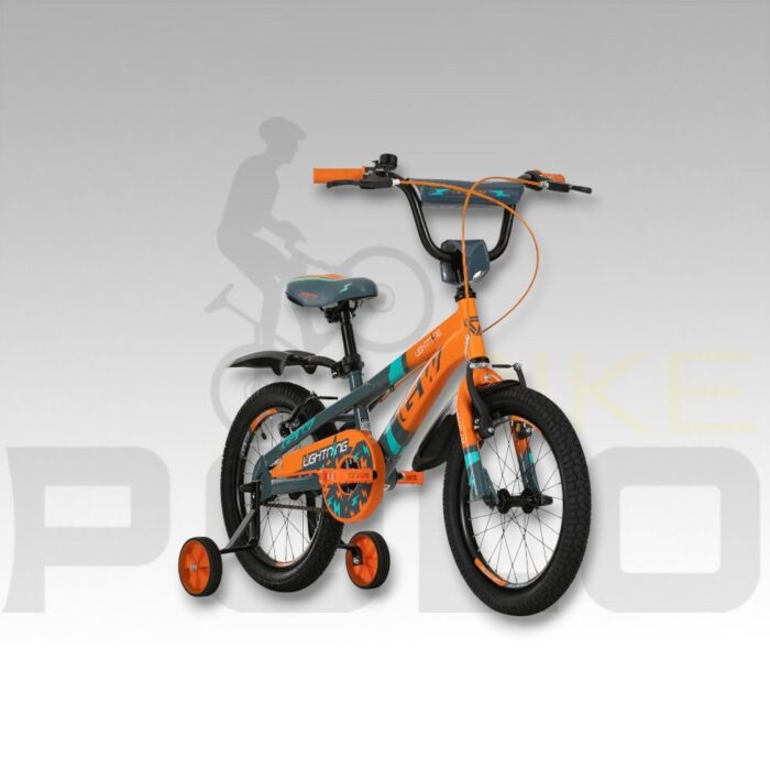 BICICLETA INFANTIL NIÑO 16P LIGHTNING GW NARANJA BR GRIS - Imagen 2